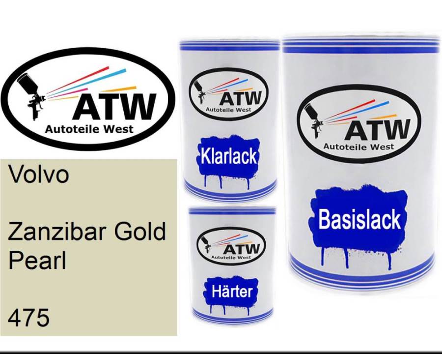 Volvo, Zanzibar Gold Pearl, 475: 500ml Lackdose + 500ml Klarlack + 250ml Härter - Set, von ATW Autoteile West.
